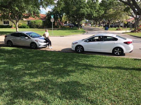 Our teenagers' two new cars.