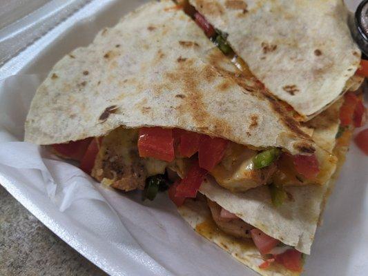 Quesdailla. Twice in one week because it's so good and actually has filling unlike other places!