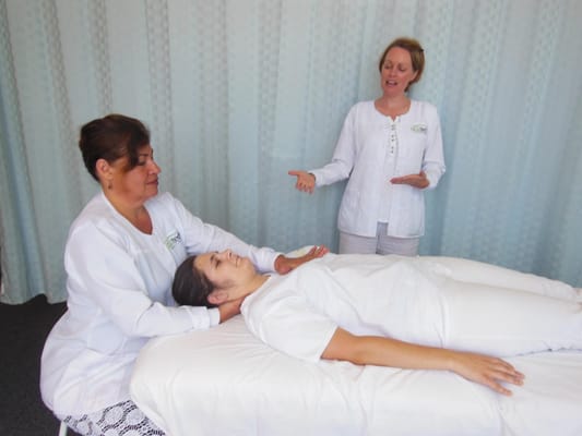 Demonstration of Polarity Therapy at Spa Tech Institute in Westbrook, Maine.