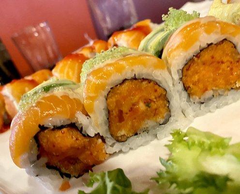 Salmon tsunami roll