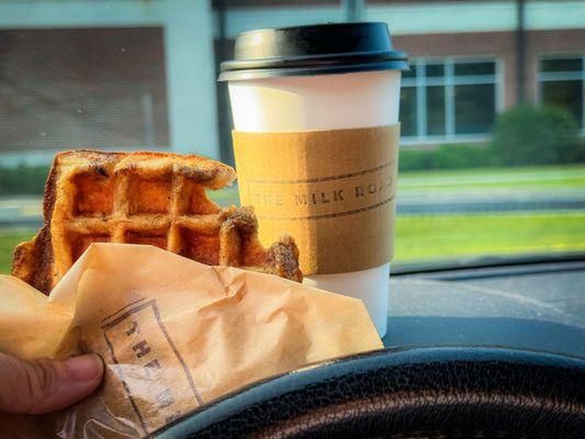 Waffle and hot chocolate before school!! Yummmmy