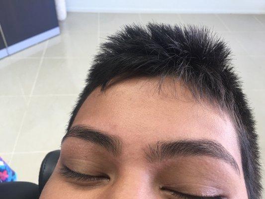 My son loves to get his eyebrows done