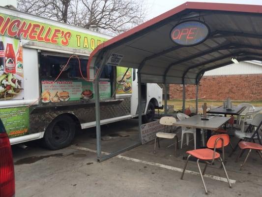 Taco truck with covered seating