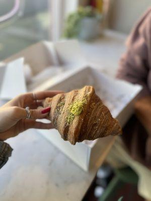 Pistachio and cardamom croissant