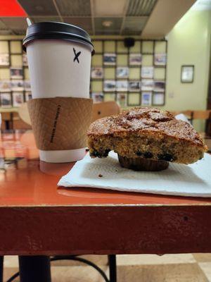 Blueberry muffin and 20 oz coffee