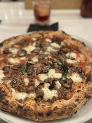 Sausage and mushroom pizza