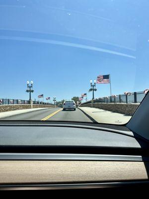 Heavy traffic on the bridge to Balboa Island.