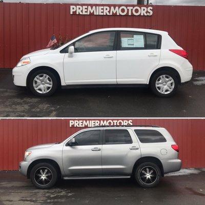 Come and see all the new cars we have on the lot. We have a '12 Nissan Versa and '08 Toyota Sequoia SR5.