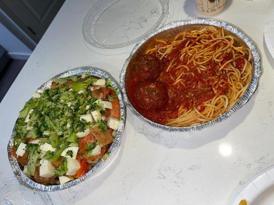 Antipasto and meatball spaghetti 10/10