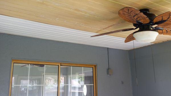 Had to replace missing ceiling soffit on the back porch.