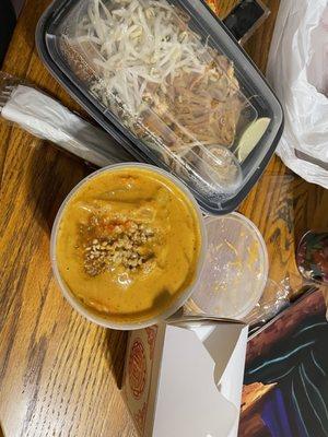 Pad Thai tofu and E6. Massaman Curry with tofu