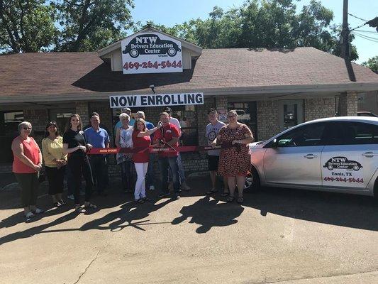 Ribbon cutting with the Ennis Chamber of Commerce