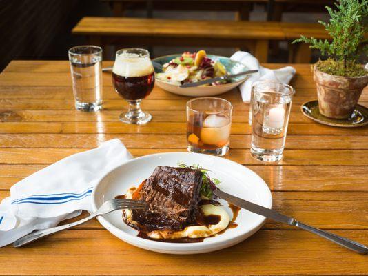 Red Wine Braised Short Rib- Roasted carrots, parsnip puree.