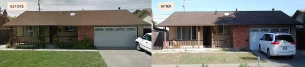 This is the before and after photo of my Roof.  I love the way it looks!