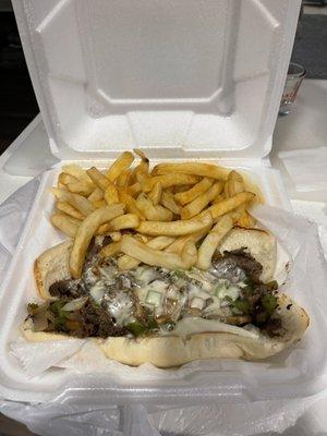 Philly cheesesteak and Fries