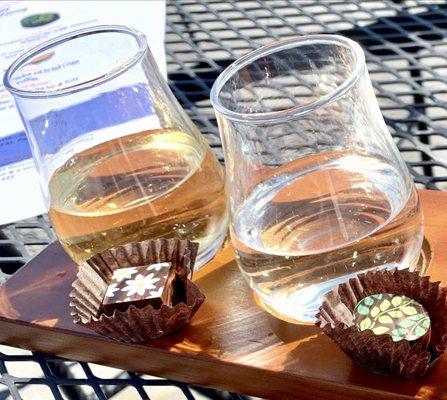 Close up of Dessert Wine and Chocolate Sampler Flight!