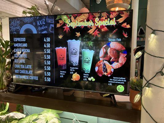 Special drinks and main menu