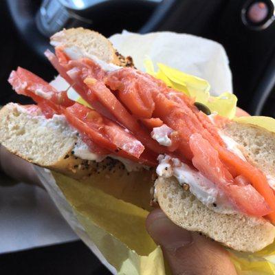 The Lox Plate ordered on an Everything bagel