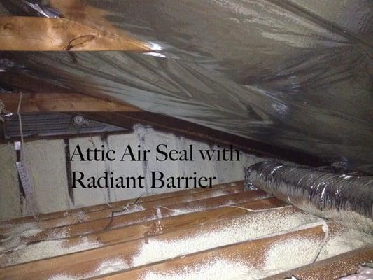 Attic air seal with spray foam, radiant barrier, & solar attic fan installed in Knoxville, TN