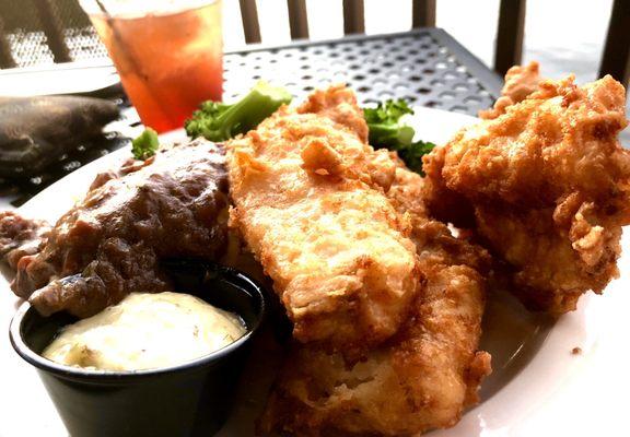 Beer Battered Haddock with Mashed Potatoes