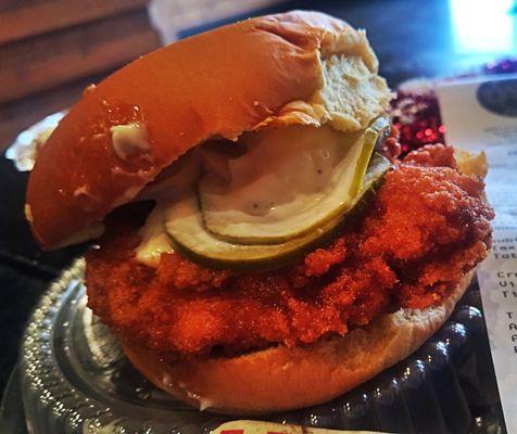 signature  HONEY BUTTER HOT  Hand-battered chicken, pickles, mayo, with our signature Honey Butter Hot rub.