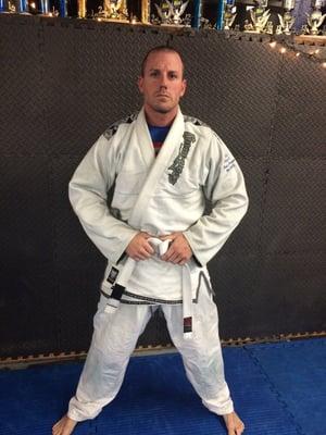 Cap gets his 1st strip in his white belt