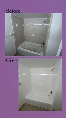 Before & After of a beautiful tub, and walls!