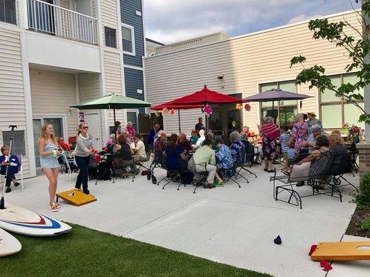 Corn hole in the courtyard