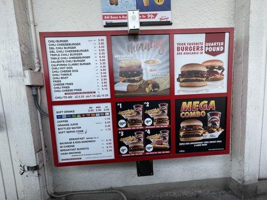 Drive thru menu