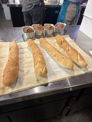 Baguettes and pumpkin bread