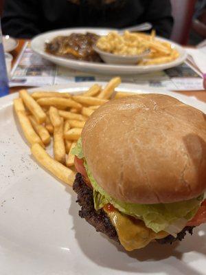 Cheeseburger and fries