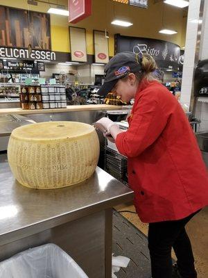 Monger cracking a Parm wheel from Italy!!