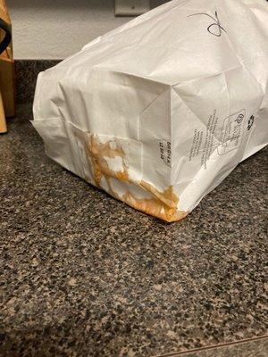 All of the food was covered in grease - it even soaked through the bag.