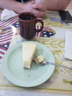 Vanilla Cheesecake and black fresh ground coffee