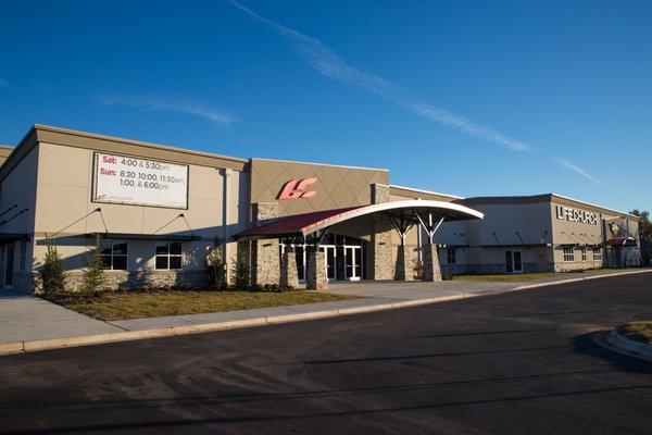 The main entrance is on the Southwest corner of the building and is a great place to enter when you visit for the first time.