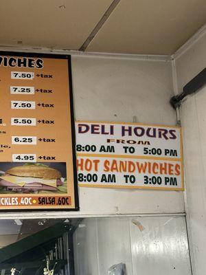 Deli Hours