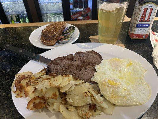 What a hearty breakfast ribeye