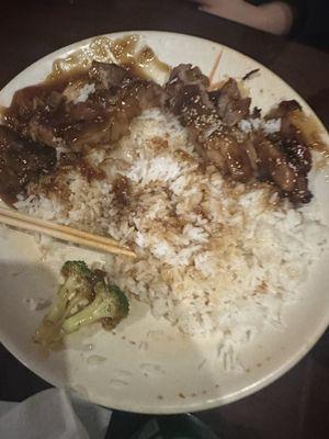 Chicken teriyaki and white rice