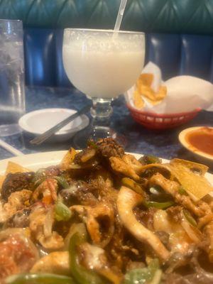 Pina colada and nachos El Rey