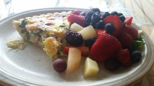 Quiche with a side of fruit. A SIDE OF FRUIT!