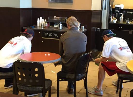 Waiting on our coffee at Barnes & Noble before book-shopping with the boys.