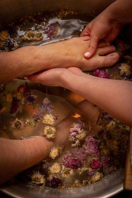 Signature Foot Soak. Includes a foot scrub & foot massage with a complementary beverage.