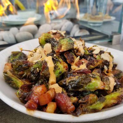 Sweet & Spicy Brussels Sprouts (Crispy Brussels, Pork Belly, Arbol Chile, Crushed Almonds, Spicy Aioli, Sweet Soy)