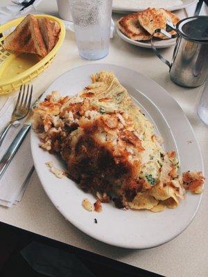 Veggie omelet w/ Hash browns