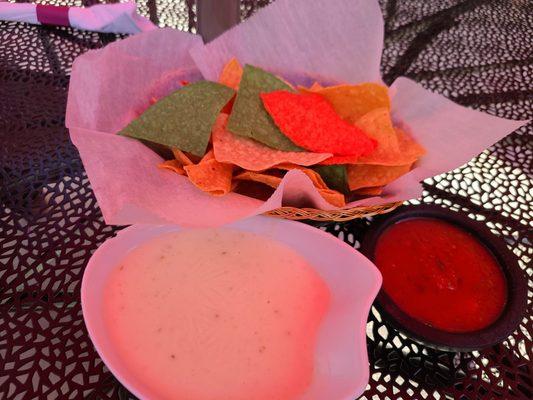 Chips and Salsa - Queso added