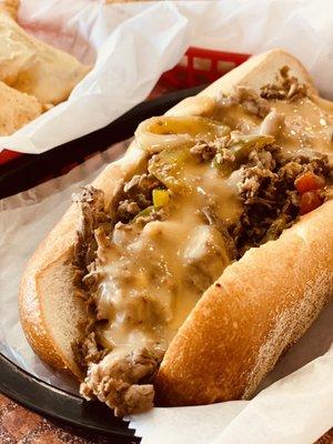 Cheesesteak- sweet peppers and cheese wiz.