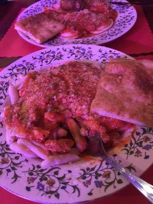 Homemade pasta with sausage sauce