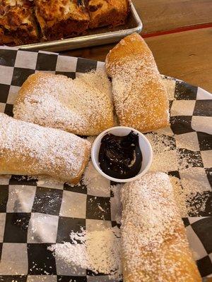 Beignets with chocolate sauce