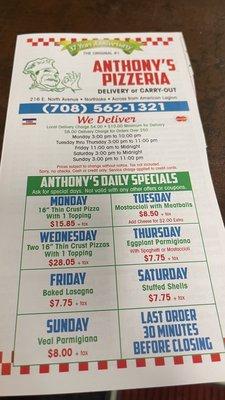 Menu specials