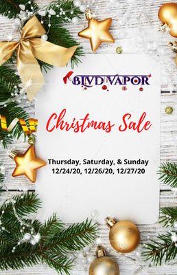 CHRISTMAS SALE 2020 Thursday, Saturday, & Sunday: 12/24/20, 12/26/20, 12/27/20